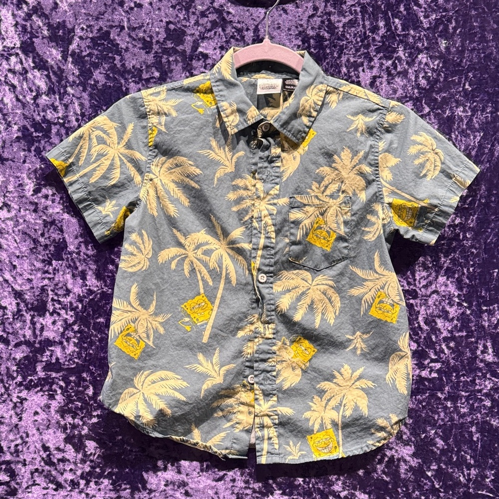 Nickelodeon SpongeBob SquarePants Blue and Yellow Button Down Shirt